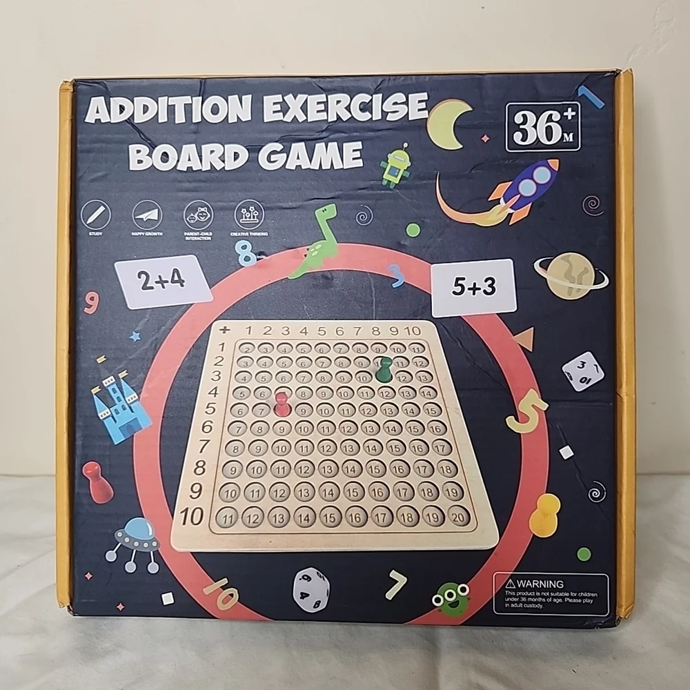 Math Addition Exercise Board Game For Ages 3+ Montressori Style Instruction